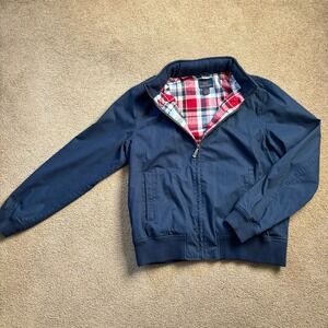 Brooks Brother 346 Harrington Jacket Flannel Lined Mens Large Navy Hooded Preppy